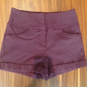 Women's Burgundy Patterned Shorts